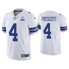 Men's Dallas Cowboys #4 60th Anniversary Dak Prescott White Limited Jersey