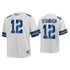 Men's Dallas Cowboys #12 Roger Staubach White 1977 Throwback Authentic Jersey