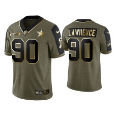 Men's Dallas Cowboys #90 Demarcus Lawrence Olive Gold 2021 Salute To Service Limited Jersey