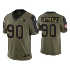 Men's Dallas Cowboys #90 Demarcus Lawrence Olive 2021 Salute To Service Limited Jersey