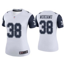 Women's Dallas Cowboys #38 Color Rush Legend Israel Mukuamu White Jersey