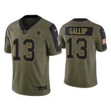 Men's Dallas Cowboys #13 Michael Gallup Olive 2021 Salute To Service Limited Jersey