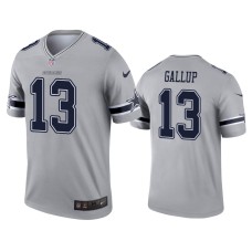 Men's Dallas Cowboys #13 Michael Gallup Gray Inverted Legend Jersey