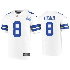 Men's Dallas Cowboys #8 Troy Aikman White 60th Season Vintage Jersey