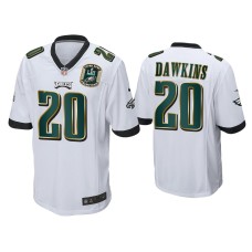 Men's Philadelphia Eagles #20 Brian Dawkins White Super Bowl LII Champions Patch Game Jersey