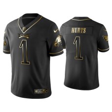 Men's Philadelphia Eagles #1 Golden Edition Vapor Limited Jalen Hurts Black Jersey