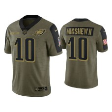 Men's Philadelphia Eagles #10 Gardner Minshew II Olive 2021 Salute To Service Limited Jersey