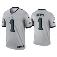 Men's Philadelphia Eagles #1 Jalen Hurts Silver Inverted Legend Jersey