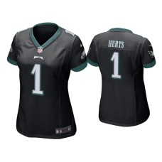 Women's Philadelphia Eagles #1 Jalen Hurts Black Game Jersey