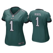 Women's Philadelphia Eagles #1 Jalen Hurts Green Game Jersey