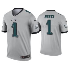 Men's Philadelphia Eagles #1 Jalen Hurts Silver Inverted Legend Jersey