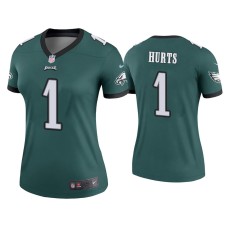 Women's Philadelphia Eagles #1 Jalen Hurts Green Legend Jersey