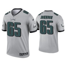 Men's Philadelphia Eagles #65 Lane Johnson Silver Inverted Legend Jersey