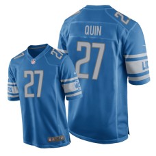 Men's Detroit Lions #27 Blue Glover Quin Nike Game Jersey