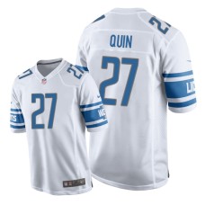 Men's Detroit Lions #27 White Glover Quin Nike Game Jersey