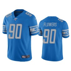 Men's Detroit Lions #90 Trey Flowers 100th Season Light Blue Vapor Limited Jersey