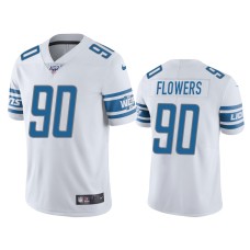 Men's Detroit Lions #90 Trey Flowers 100th Season White Vapor Limited Jersey