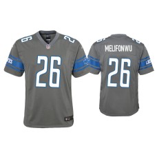 Youth Detroit Lions #26 Ifeatu Melifonwu Steel Color Rush Game Jersey