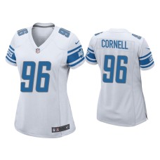 Women's Detroit Lions #96 Jashon Cornell White Game Jersey