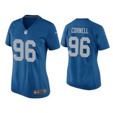 Women's Detroit Lions #96 Jashon Cornell Blue Throwback Game Jersey