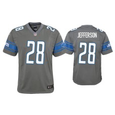 Youth Detroit Lions #28 Jermar Jefferson Steel Color Rush Game Jersey