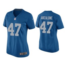 Women's Detroit Lions #34 Alex Anzalone Blue Throwback Game Jersey