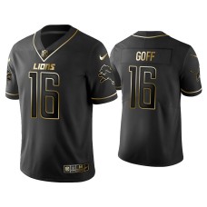 Men's Detroit Lions #16 Golden Edition Vapor Limited Lions Jared Goff Black Jersey