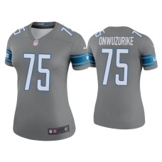 Women's Detroit Lions #75 Color Rush Legend Levi Onwuzurike Steel Jersey