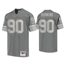 Men's Detroit Lions #90 Trey Flowers Charcoal 1996 Metal Replica Jersey