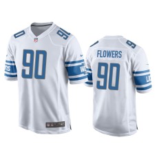 Men's Detroit Lions #90 Trey Flowers White Game Jersey