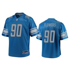 Men's Detroit Lions #90 Trey Flowers Blue Pro Line Jersey