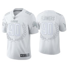 Men's Detroit Lions #90 Trey Flowers White Vapor Limited Platinum Jersey