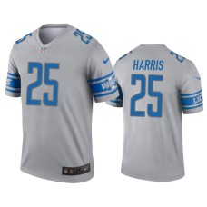 Men's Detroit Lions #25 Will Harris Gray Inverted Legend Jersey