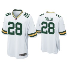 Men's Green Bay Packers #28 A.J. Dillon White 2020 NFL Draft Game Jersey