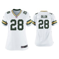 Men's Green Bay Packers #28 A.J. Dillon White 2020 NFL Draft Game Jersey