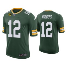 Men's Green Bay Packers #12 Aaron Rodgers Green Vapor Limited Captain Patch Jersey