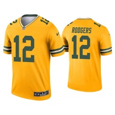 Men's Green Bay Packers #12 Aaron Rodgers Gold Inverted Legend Jersey