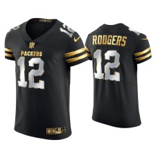 Men's Green Bay Packers #12 Aaron Rodgers Black Golden Edition Elite Jersey