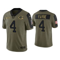 Men's Green Bay Packers #4 Brett Favre Olive 2021 Salute To Service Limited Jersey