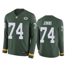 Men's Green Bay Packers #74 Elgton Jenkins Green Therma Long Sleeve Jersey