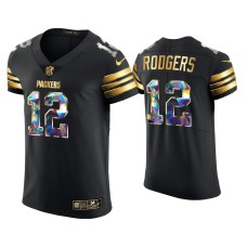 Men's Green Bay Packers #12 Aaron Rodgers Black 2021 NFL MVP Golden Edition Jersey