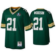 Men's Green Bay Packers #21 Charles Woodson Green Hall of Fame Patch Legacy Replica Jersey