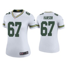 Women's Green Bay Packers #67 Color Rush Legend Jake Hanson White Jersey