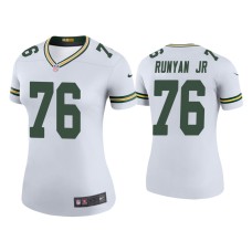 Women's Green Bay Packers #76 Color Rush Legend Jon Runyan Jr. White Jersey