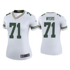 Women's Green Bay Packers #71 Color Rush Legend Josh Myers White Jersey