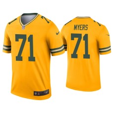 Men's Green Bay Packers #71 Josh Myers Gold Inverted Legend Jersey