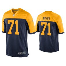 Men's Green Bay Packers #71 Josh Myers Navy Throwback Game Jersey