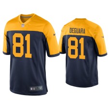 Men's Green Bay Packers #81 Josiah Deguara Navy Throwback Game Jersey