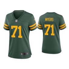 Women's Green Bay Packers #71 Josh Myers Green Alternate Game Jersey