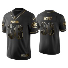 Men's Green Bay Packers #36 Golden Edition Vapor Limited Packers Vernon Scott Black Jersey